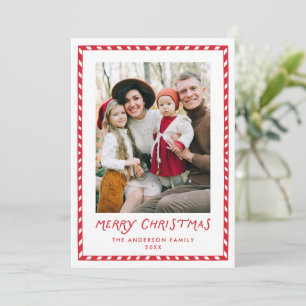 Festive Candy Cane Stripes Merry Christmas 2 Photo Holiday Card