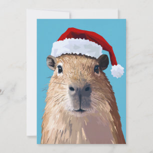 Festive Capybara in Santa Hat Invitation