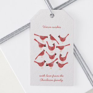 Festive Cardinal Bird Watercolor Personalised Gift Tags