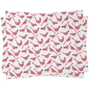 Festive Cardinal Bird Watercolor Tissue Paper