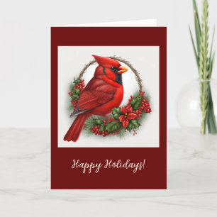 Festive Cardinal Folded Holiday / Christmas Card