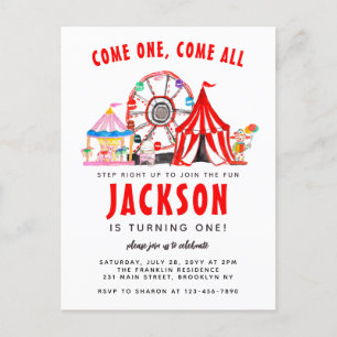 Festive Carnival Circus Show Party Kid Birthday Postcard