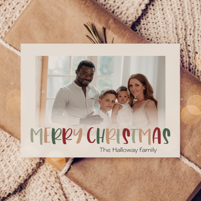 Festive Casual Colourful Christmas Faded Photo Holiday Card (Creator Uploaded)