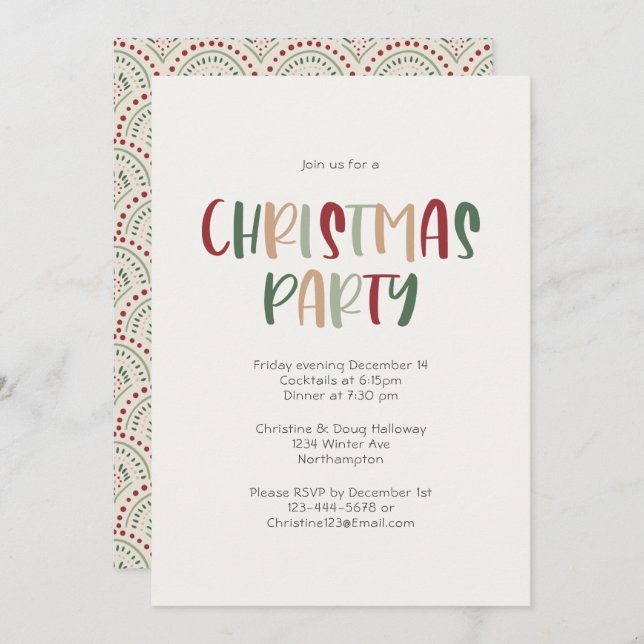 Festive Casual Colourful Christmas Party Invitation (Front/Back)
