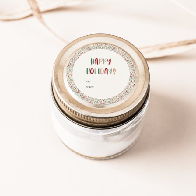 Festive Casual Colourful Happy Holidays Gift Classic Round Sticker (Creator Uploaded)