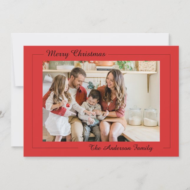 Festive Casual Merry Christmas Photo Card (Front)