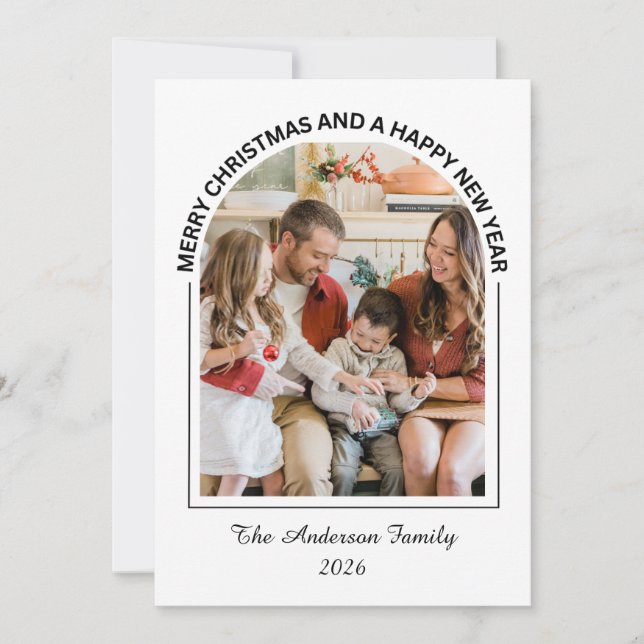 Festive Casual Merry Christmas Photo Card (Front)