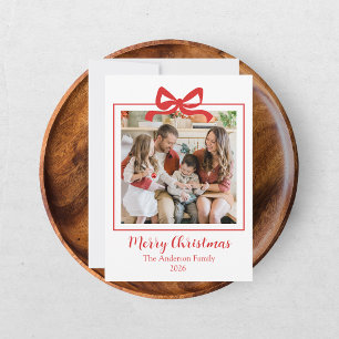 Festive Casual Merry Christmas Photo Red Card