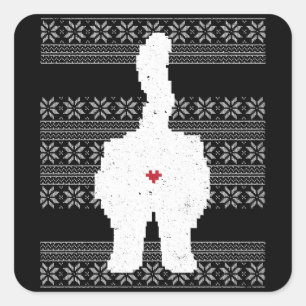 Festive Cat Butt Ugly Christmas Holiday Square Sticker
