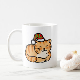Festive Cat Christmas - Cute Cat in Santa Hat Coffee Mug