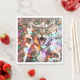 Festive Cat Christmas Party Napkins