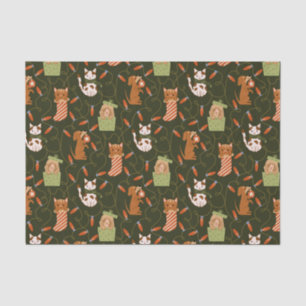 Festive Cat Dog Christmas Lighting Green Tissue Paper