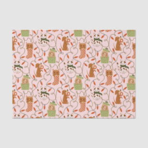 Festive Cat Dog Christmas Lighting Pink Tissue Paper