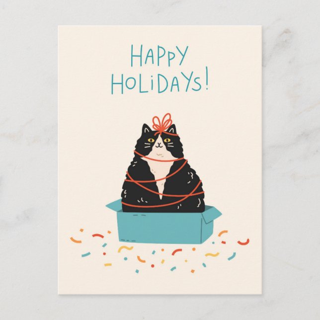 Festive Cat Holiday Postcard (Front)