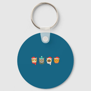 Festive Cat Lineup, Holiday Cat Art Cat Lovers, Ca Key Ring