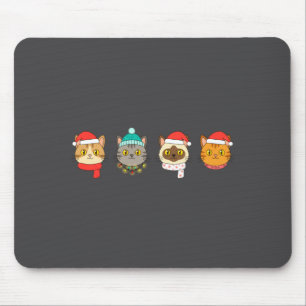 Festive Cat Lineup, Holiday Cat Art Cat Lovers, Ca Mouse Mat