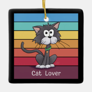 Festive Cat Lover     Ceramic Ornament