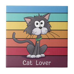 Festive Cat Lover Ceramic Tile