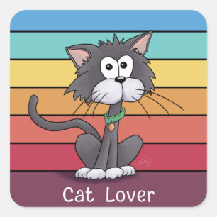 Festive Cat Lover Square Sticker