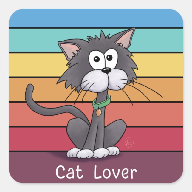 Festive Cat Lover    Square Sticker (Front)