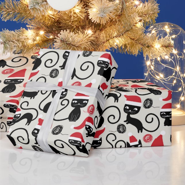 Festive Cat lovers Christmas Holiday wrap Wrapping Paper (Holidays)