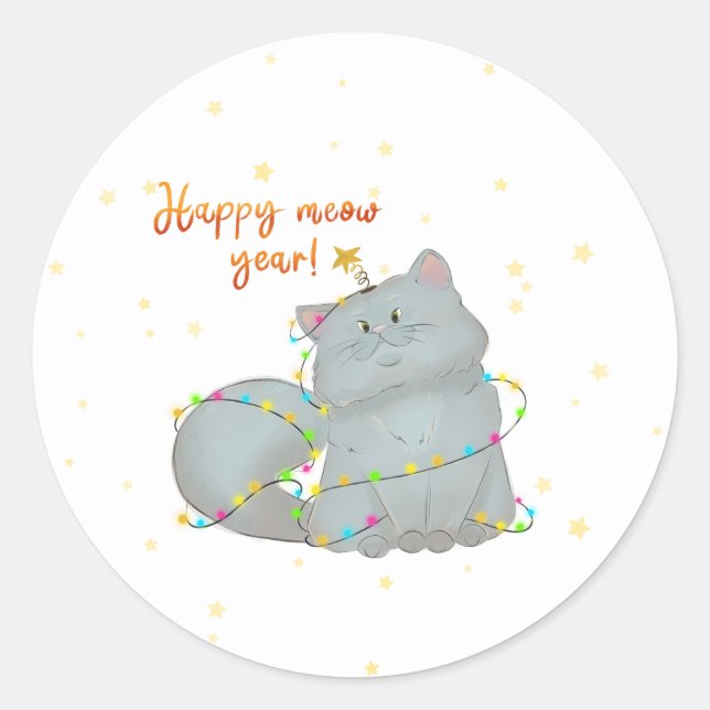 Festive Cat Sticker New Year & Christmas  (Front)