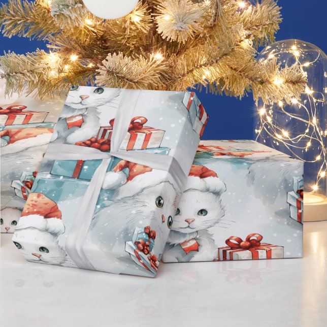 Festive cat-themed wrapping paper (Holidays)