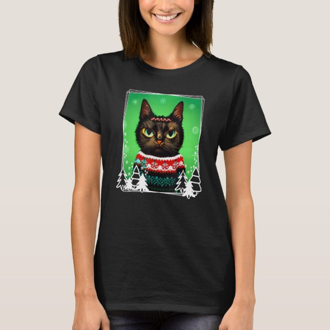 Festive Cat Wearing a Christmas Ugly Sweater  Kitt (Front)