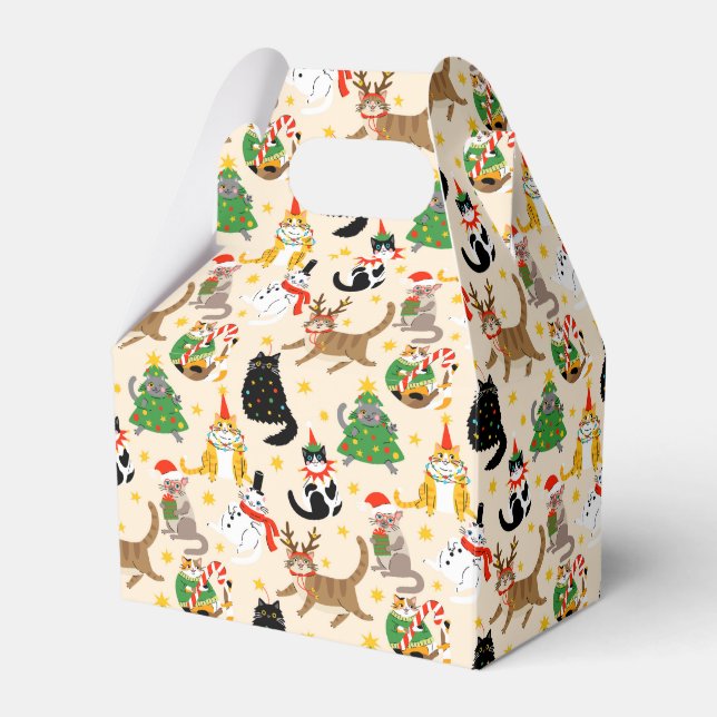 Festive Cats Christmas Pattern Favour Box (Front Side)