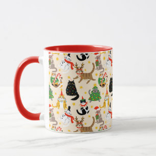 Festive Cats Christmas Pattern Mug