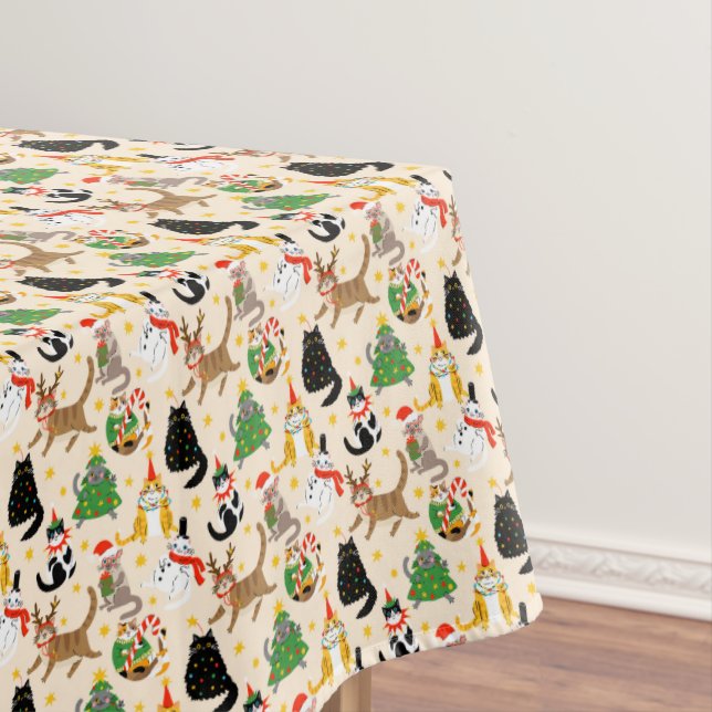 Festive Cats Christmas Pattern Tablecloth (In Situ)