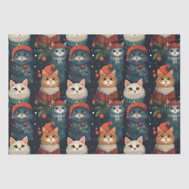 Festive Cats Holiday Wrapping Paper (Front)