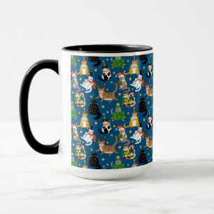 Festive Cats in Christmas Costumes Pattern Mug