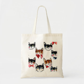 Festive Cats with bows Tote bag