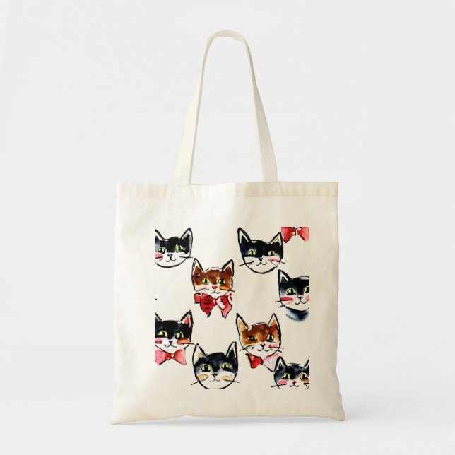 Festive Cats with bows Tote bag (Front)
