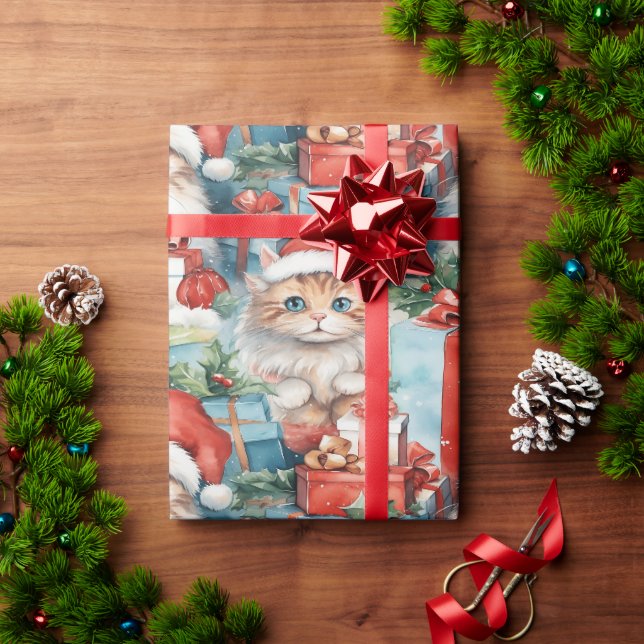 Festive cats with bright Christmas gifts Wrapping Paper (Holiday Gift)