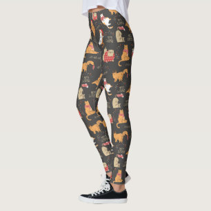 Festive Cats with Lights Christmas Pattern Leggings