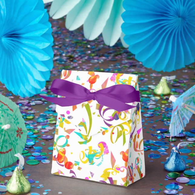 Festive Celebration Colourful Confetti Over White Favour Box (Party)