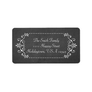 Festive Chalkboard Style Swirly Border Label