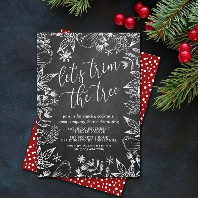 Festive Chalkboard Tree Trimming Party Invitation (Creator Uploaded)