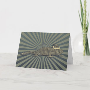Festive Chameleon Santa Hat Christmas Card