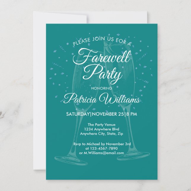 Festive Champagne Womens Farewell Celebration Invitation (Front)