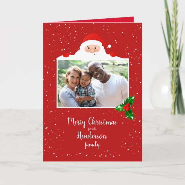 Festive Cheeky Santa - Custom Photo - Personalised Card (Front)