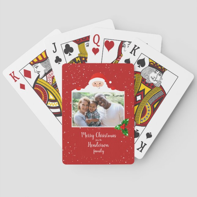 Festive Cheeky Santa - Custom Photo - Personalised Playing Cards (Back)