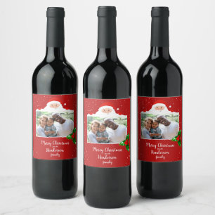 Festive Cheeky Santa - Custom Photo - Personalised Wine Label
