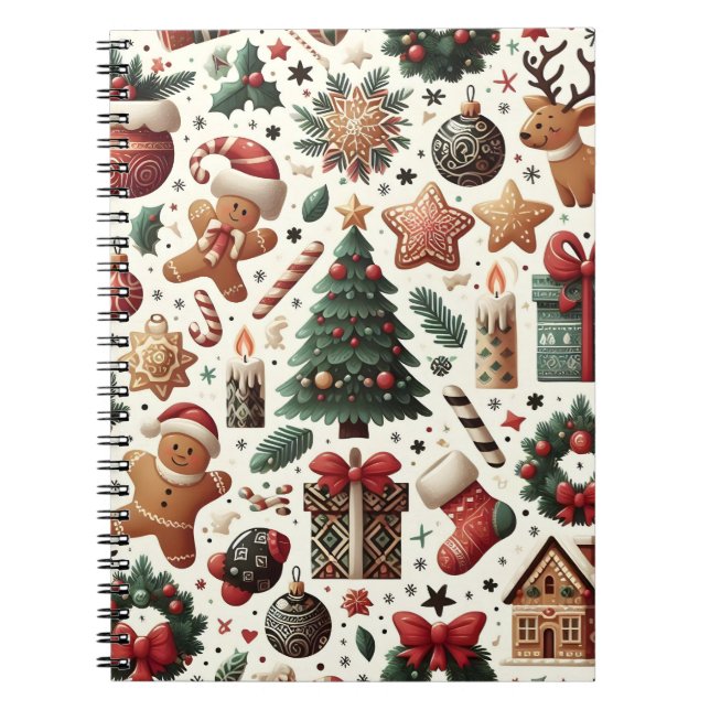 Festive Cheer Christmas Pattern Notebook (Front)