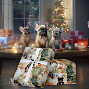 Festive Cheer French Bulldog  Wrapping Paper