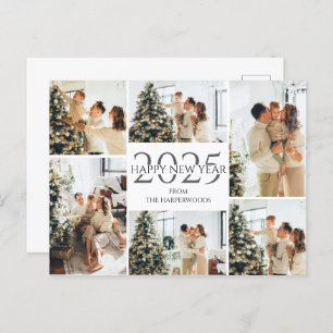 Festive Cheers   Elegant Happy New Year 6 Photo Holiday Postcard