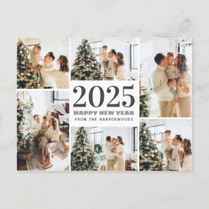Festive Cheers   Elegant Happy New Year 6 Photo Holiday Postcard