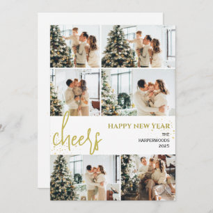 Festive Cheers   Elegant New Year Photo Collage Holiday Card